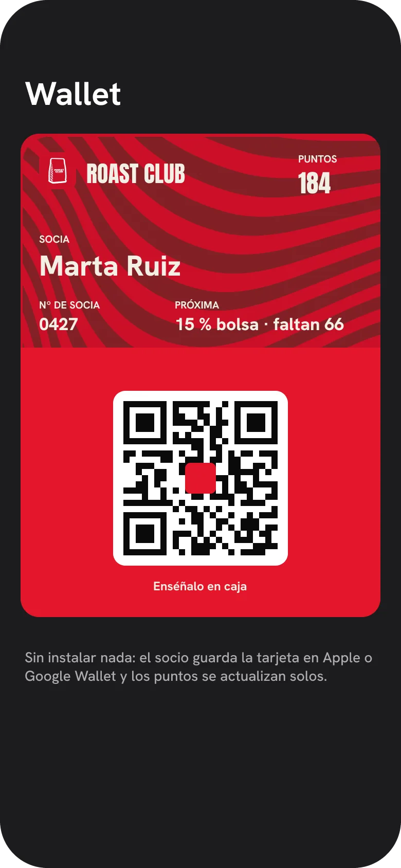 Tarjeta de socia en Wallet