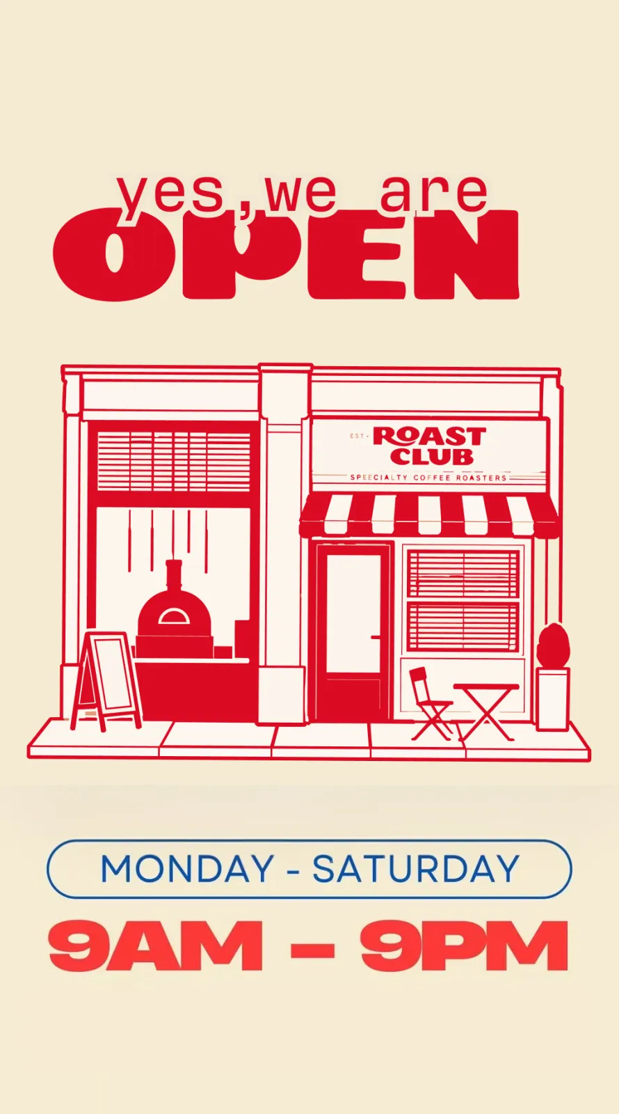 Story de Instagram: OPEN de 9 AM a 9 PM