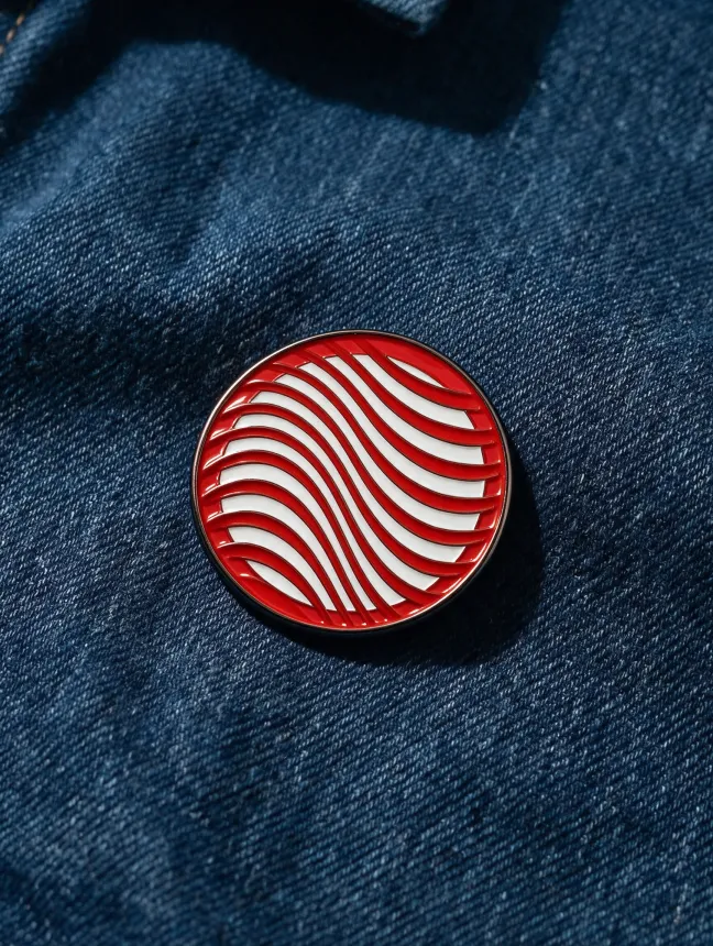 Pin de Roast Club en una chaqueta vaquera